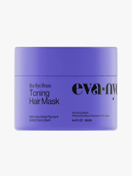 Eva NYC Bye Bye Brass Toning Hair Mask branded tub component on a light gray background
