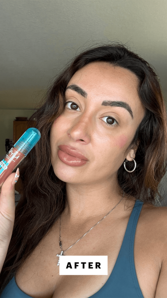 Selfie of Ang Trakoshis after applying the NYX Professional Makeup Lip IV